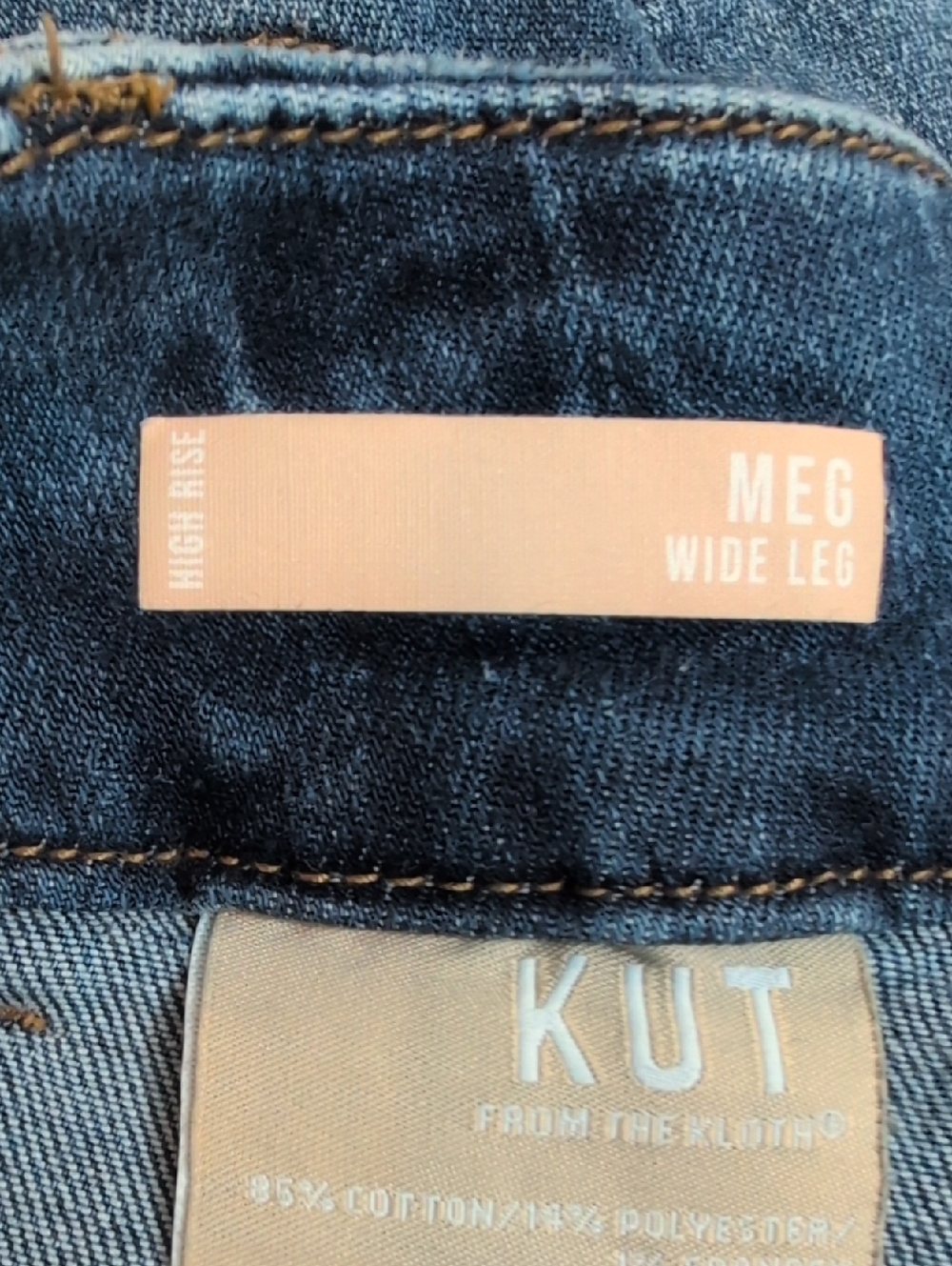 Kut from the Kloth Meg High Rise Crop Wide Leg Dark Blue Denim Jeans size 8 - Picture 4 of 7